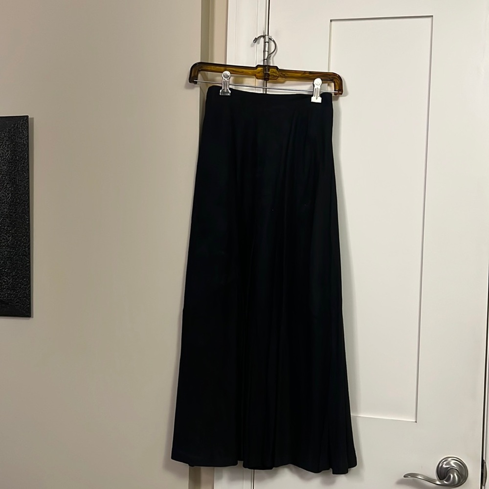 Black suede long skirt.